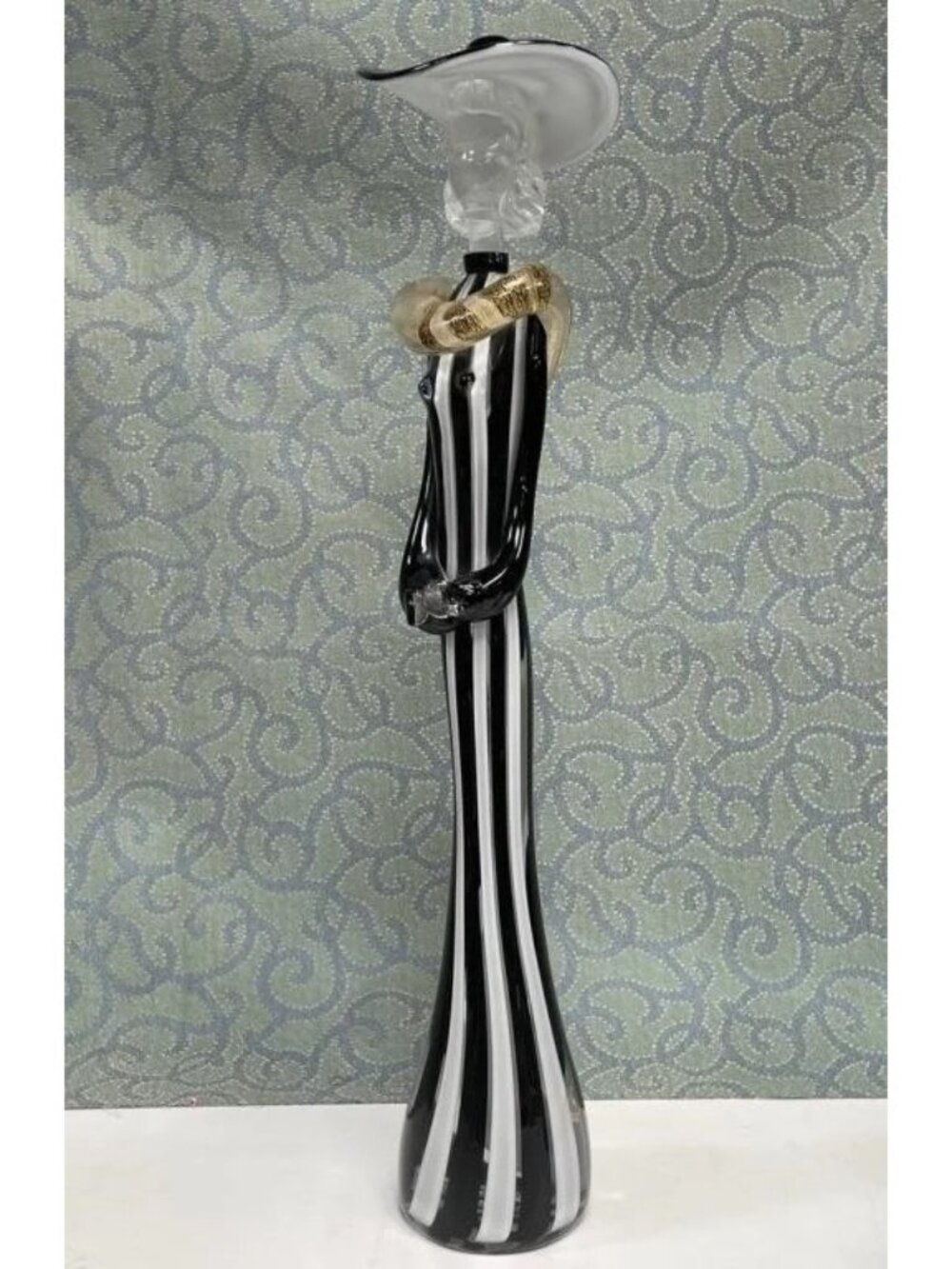 Stunning Murano glass Pierrot figurine Venetian Commedia dell'Arte